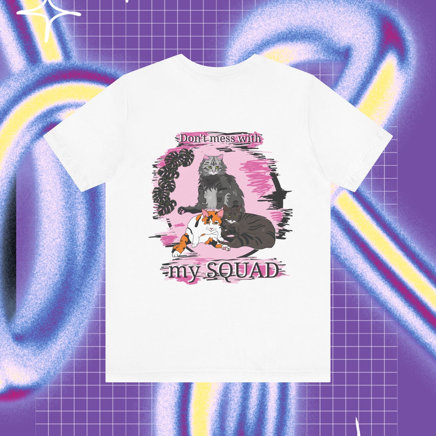 Cat squad unisex stuttermabolur- prent báðu megin