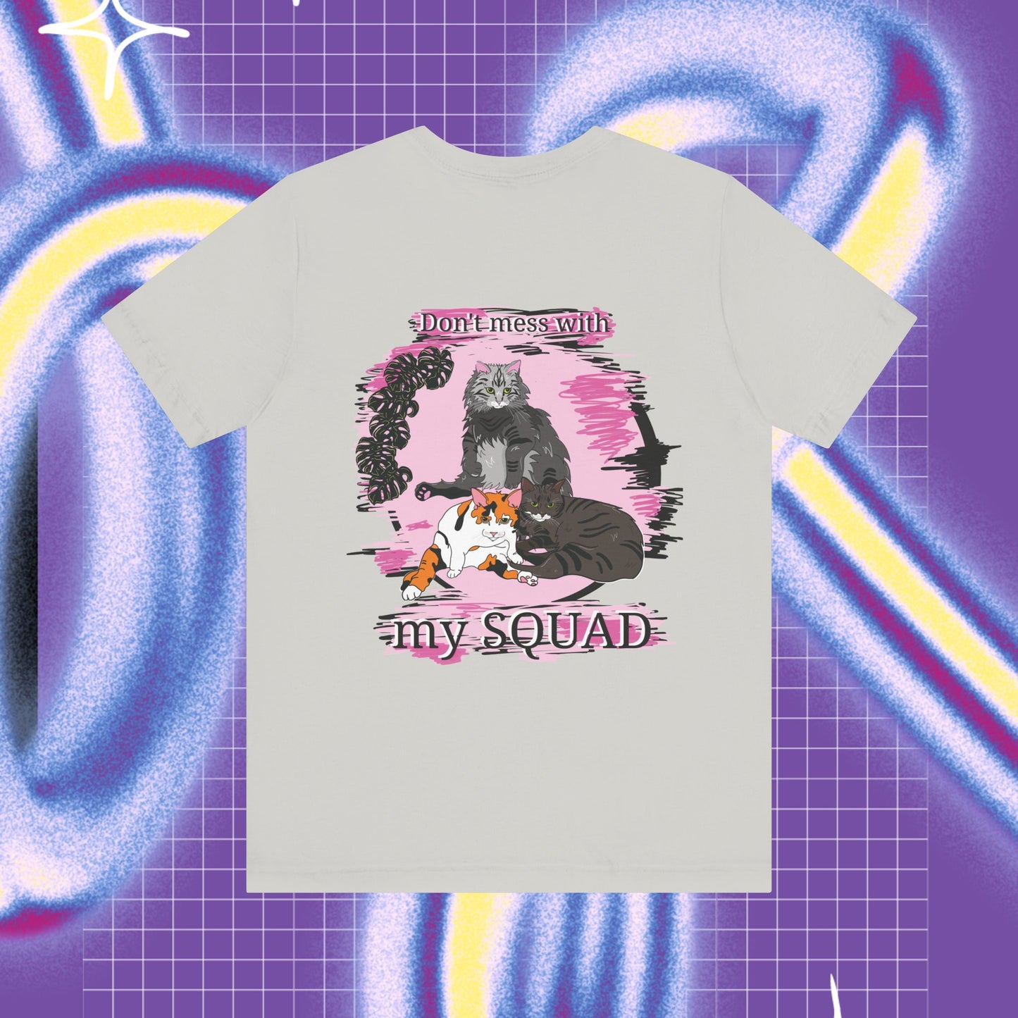 Cat squad unisex stuttermabolur- prent báðu megin