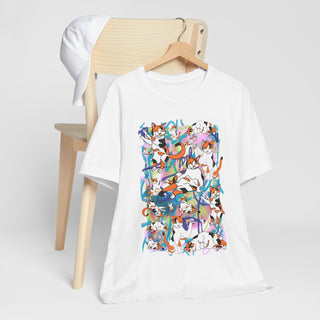 Cat Printed White T shirt 